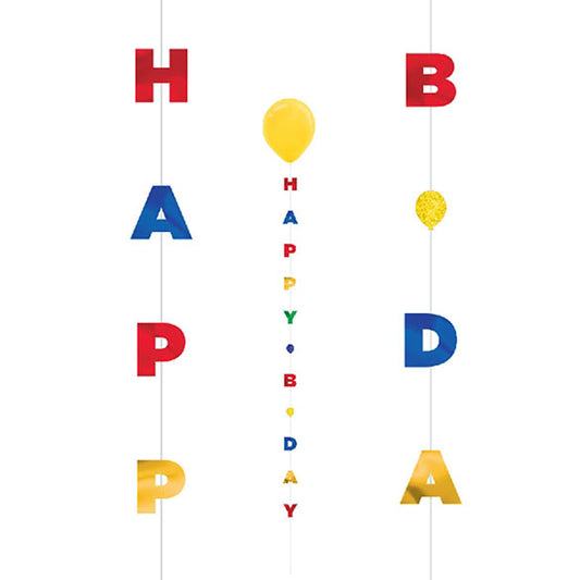 Cinta para globos texto Happy Birthday, 182 cm.