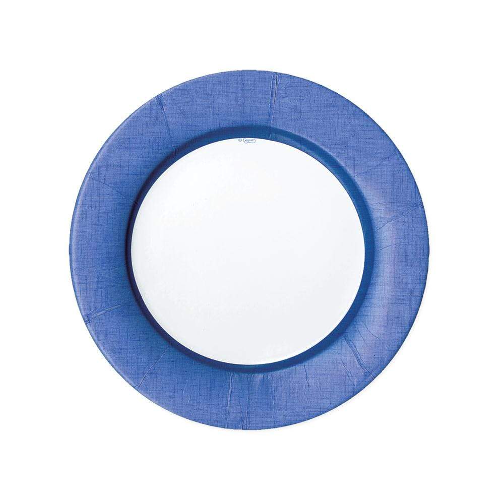 Plato blanco borde azul pequeño - pack 8 uds.