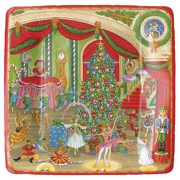 Platos Circo Ballet Navidad 18 cm cuadrados, Pack 8 u.