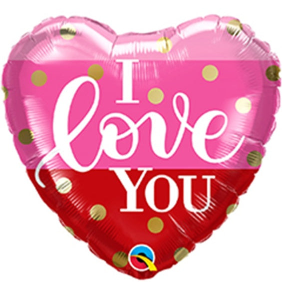 Globo Corazón I love YOU 3 colores con texto en blanco