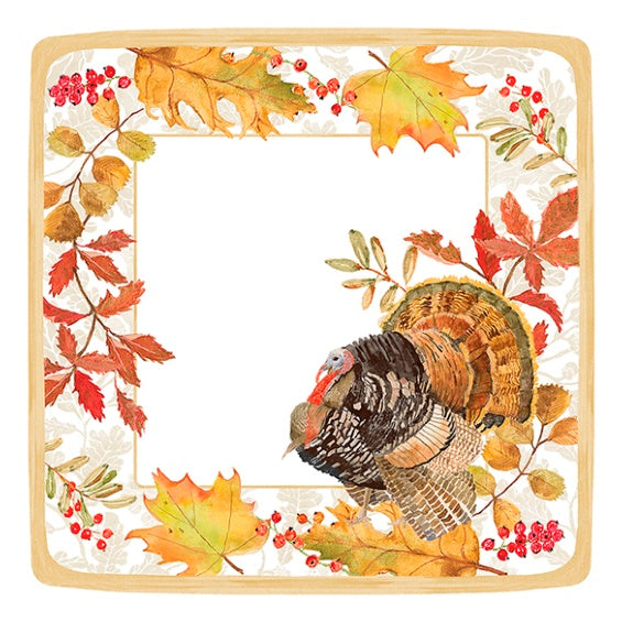 Platos Acción de Gracias Pavo 18 cm, Pack 8 u.
