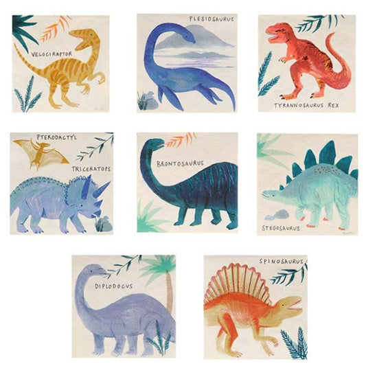 Servilletas Reino Dinosaurios 25 x 25 cm, Pack 16 u.