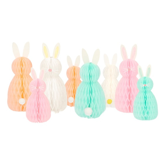Decorción conejos nido de abeja 8 u.