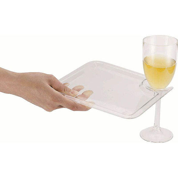 Plato para cóctel 20 X 20 cm, con espacio para sujetar copa