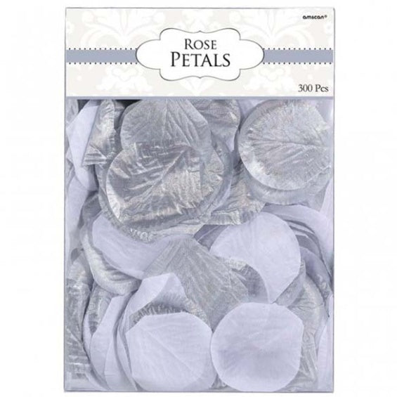 Confeti de petalos plata y blancos 300 u.