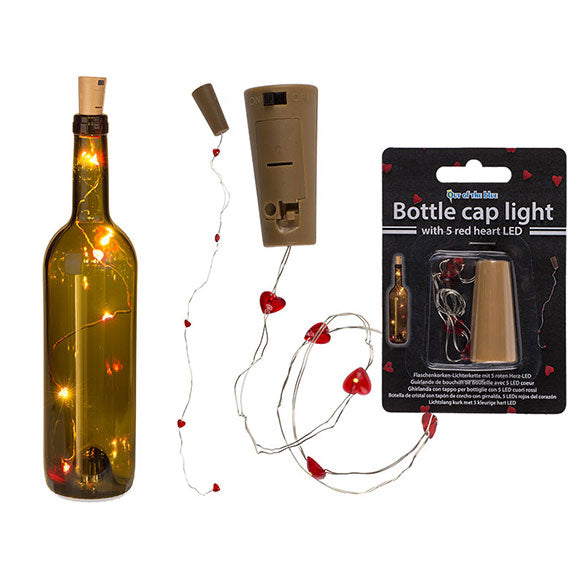 Tapón para botella con 5 LEDs forma corazón