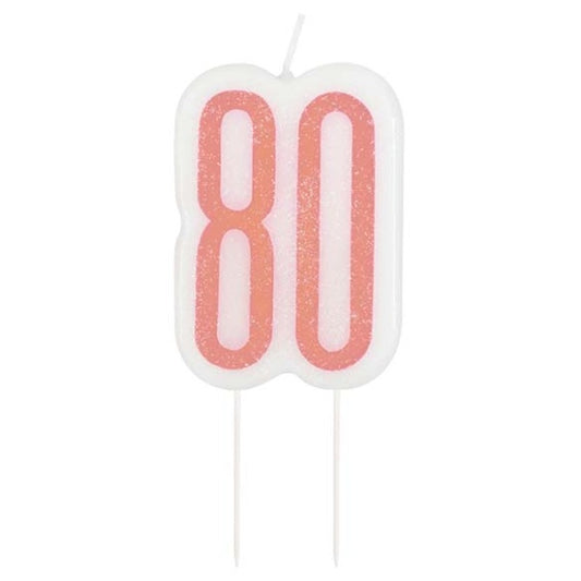 Vela cumpleaños 80 años rosa