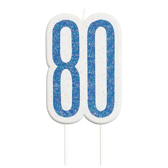 Vela cumpleaños 80 años azul
