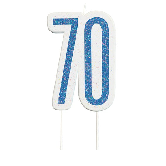 Vela cumpleaños 70 años azul
