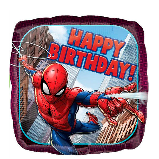 Globo Happy Birthday Spiderman cuadrado