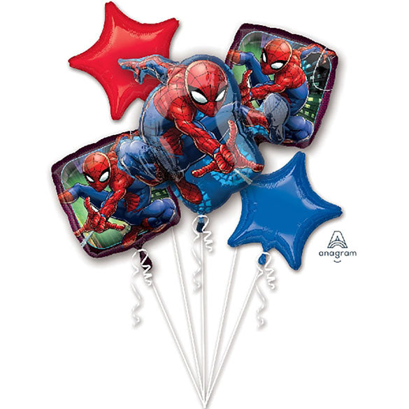 Ramo de globos de Spiderman 4 cumpleaños 5 piezas - Viva Party