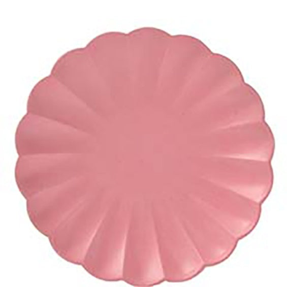 Platos fucsia forma Flor 23 cm. compostables, Pack 8 u.
