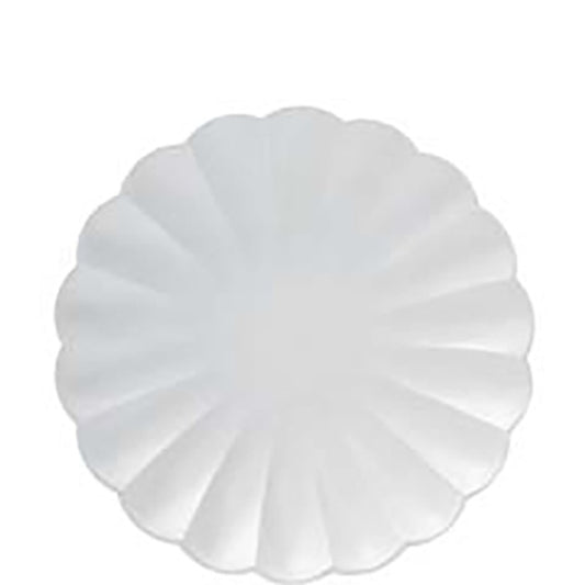 Platos blancos forma Flor 20 cm. compostables, Pack 8 u.