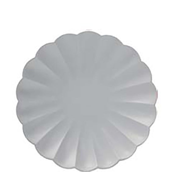 Platos grises forma Flor 20 cm. compostables, Pack 8 u.