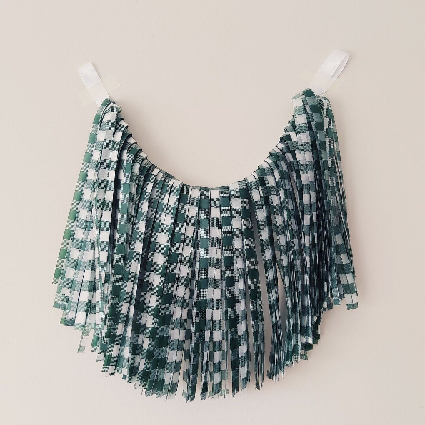 Borla mini vichy verde y blanco 35 cm