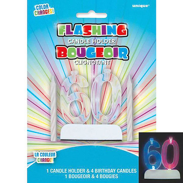 Soporte para vela cumpleaños nº 60 con luz
