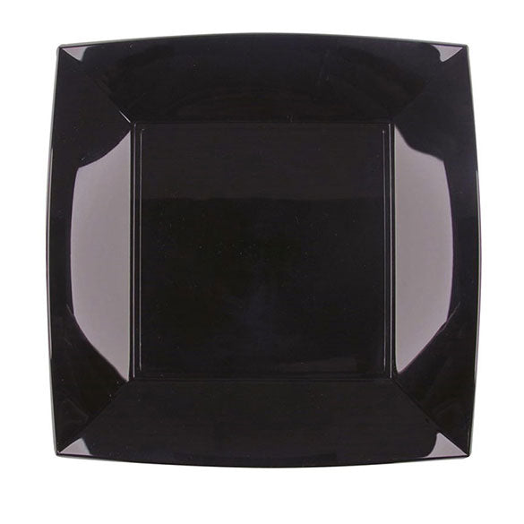 Platos negros lisos 23 x 23 cm, Pack 6 u.