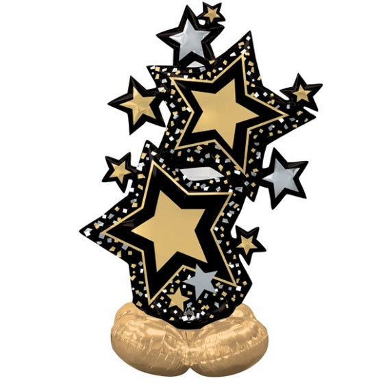 Globo AIRLOONZ Estrellas Oro y Negro para aire