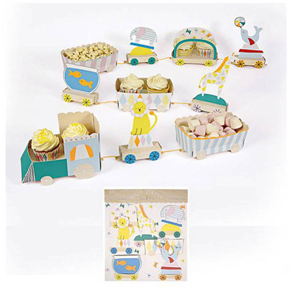 Centro de mesa para cupcakes, modelo Tren de Circo