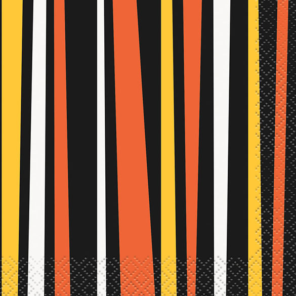 Servilletas rayas de colores Halloween 25 x 25 cm, Pack 16 u.