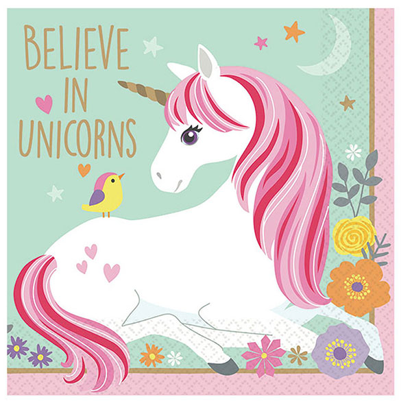 Servilletas Unicornio 25 x 25 cm., Pack 16 u.