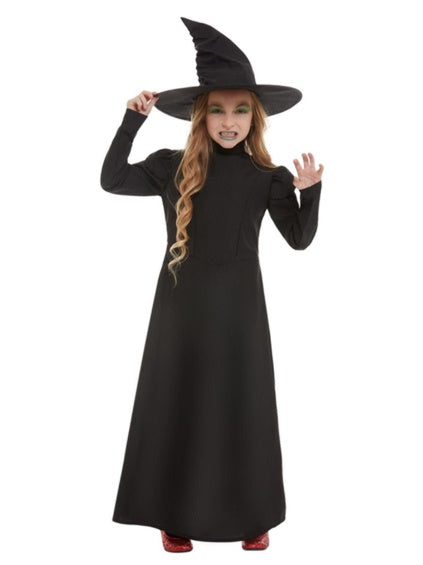 Disfraz bruja malvada negro vestido/sombrero