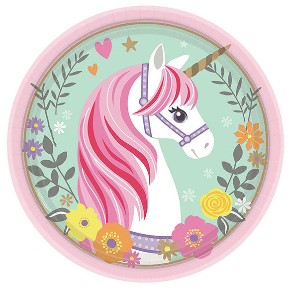Platos Unicornio 23 cm, Pack 8 u.