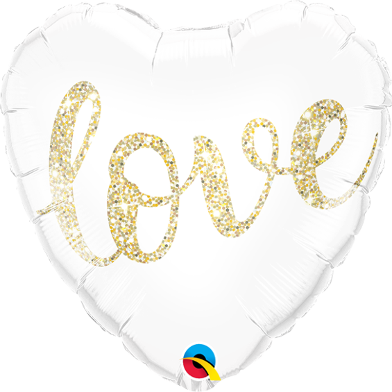 Globo Corazon Blanco texto Love oro