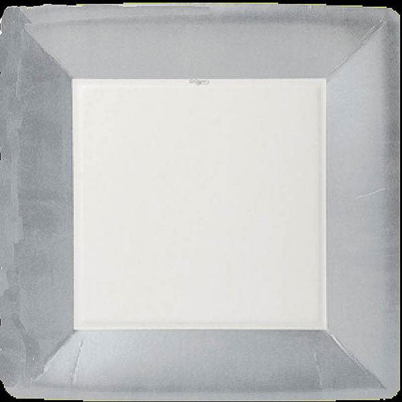 Platos Plateados Navidad cuadrados 26 cm, Pack 8 u.