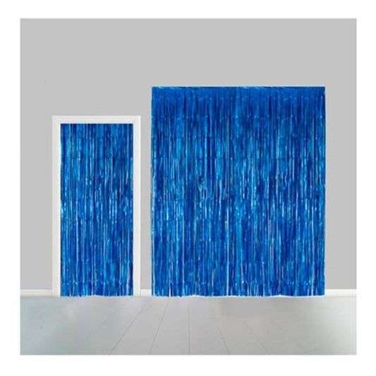 Cortina puerta flecos azul 2,40 x 1,00 m
