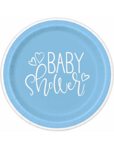 Platos Baby Shower celestes 23 cm, Pack 8 u.