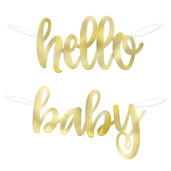 Guirnalda metálica Hello Baby dorada