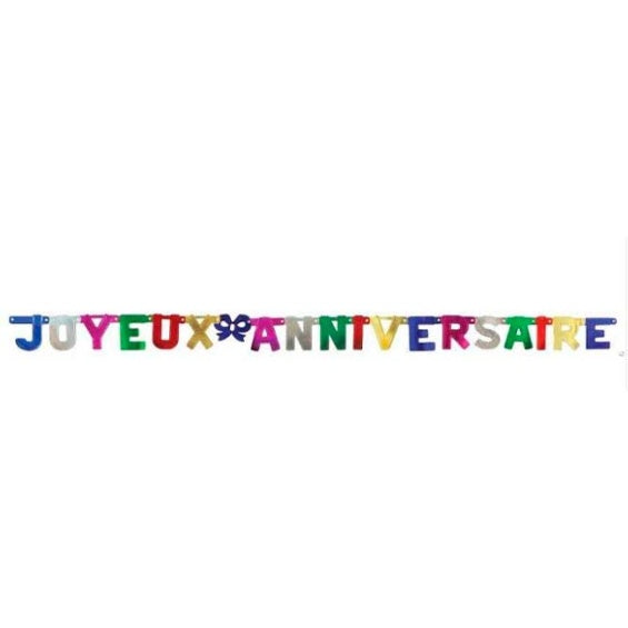 Guirnalda articulada Joyeux Anniversairede cartón multicolor