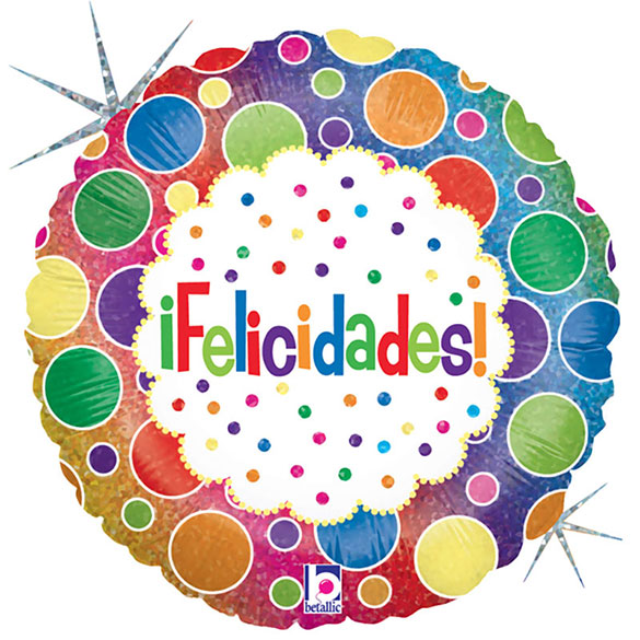 Globo Felicidades holográfico círculos