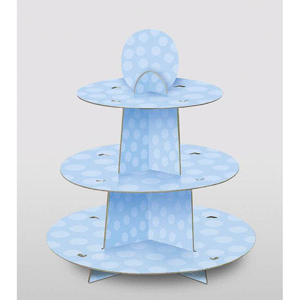 Bandeja cupcakes 3 pisos cartón azul cielo