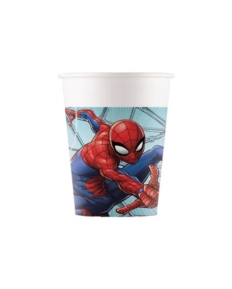 Vasos Spiderman Plastic Free 200 ml, Pack 8 u