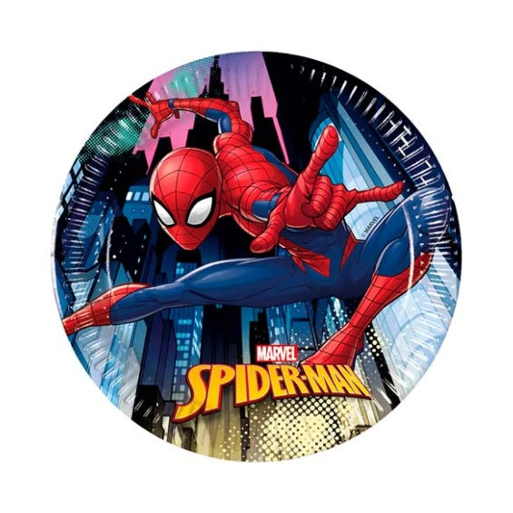 Platos Spiderman Plastic Free 20,00 cm, Pack 8 u.