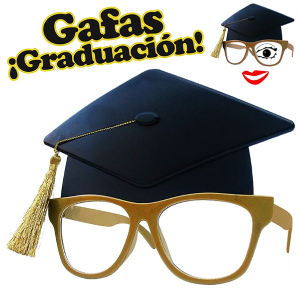 Gafas de graduación con birrete y borlón oro