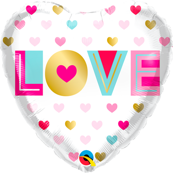Globo Corazón LOVE con corazones multicolor