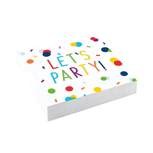 Servilletas confeti Lets Party 25 x 25 cm, Pack 16 u.