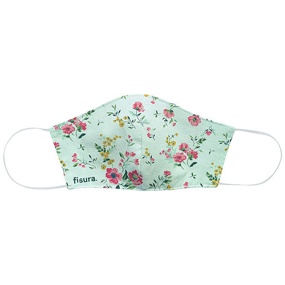 Mascarilla higiénica reutilizable diseño verde flores silvestres
