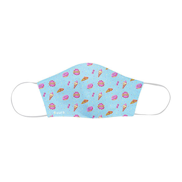 Mascarilla infantil higiénica reutilizable diseño pizza, helados y donuts