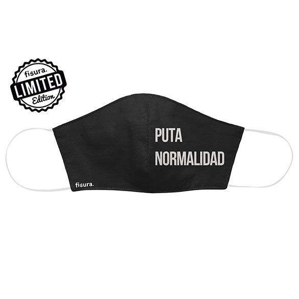 Mascarilla higiénica reutilizable diseño negra Puta Normalidad