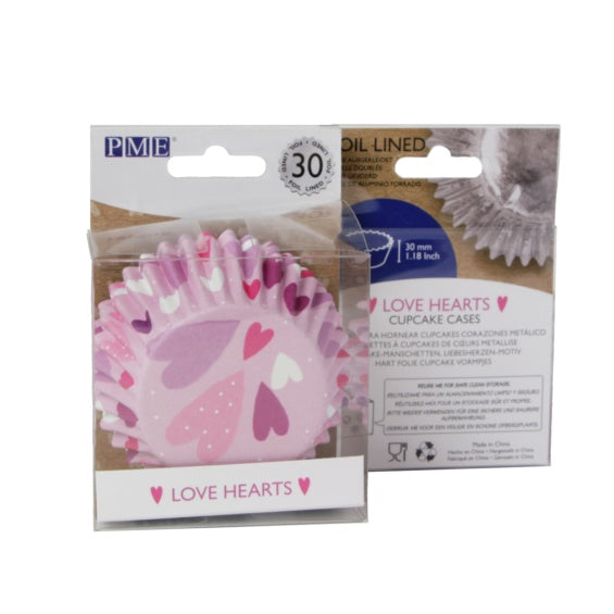 Capsulas para cupcakes con corazones colores pastel-30 uds. Reposteria