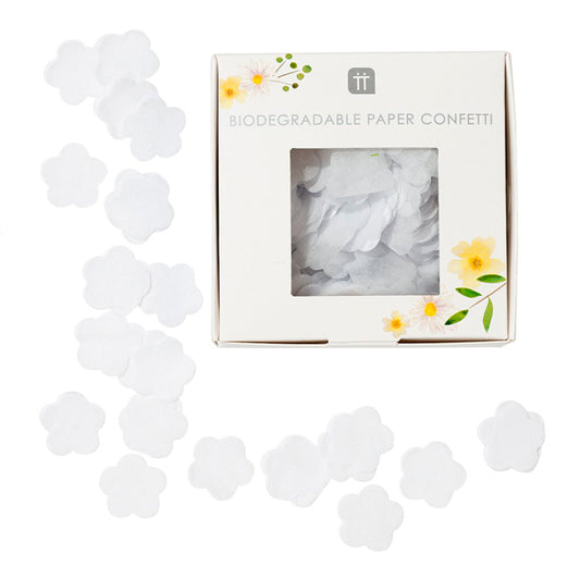Confeti de papel forma de flor blanco biodegradable