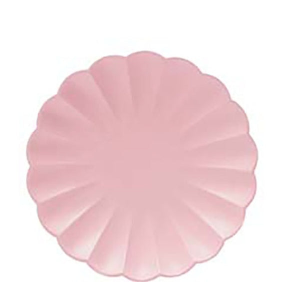 Platos rosa pastel forma Flor 20 cm. compostables, Pack 8 u.