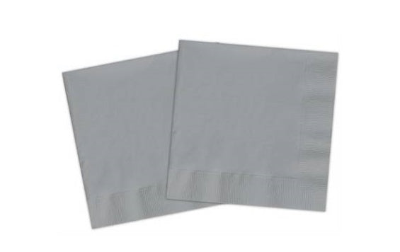 Servilletas lisas plata 33 x 33 cm compostables, Pack 20 u.