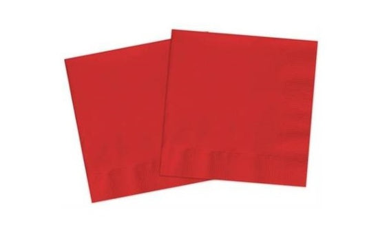 Servilletas lisas rojas 33 x 33 cm compostables, Pack 20 u.