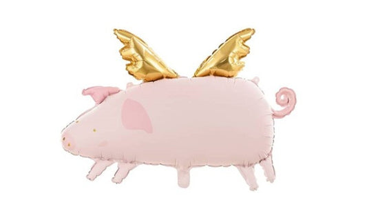 Globo cuerpo de Cerdo con alas oro