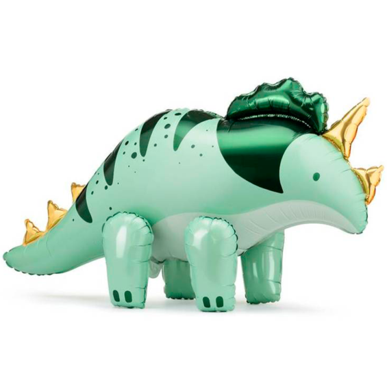Globo dinosaurio Triceratops verde con patas